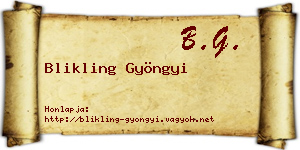 Blikling Gyöngyi névjegykártya